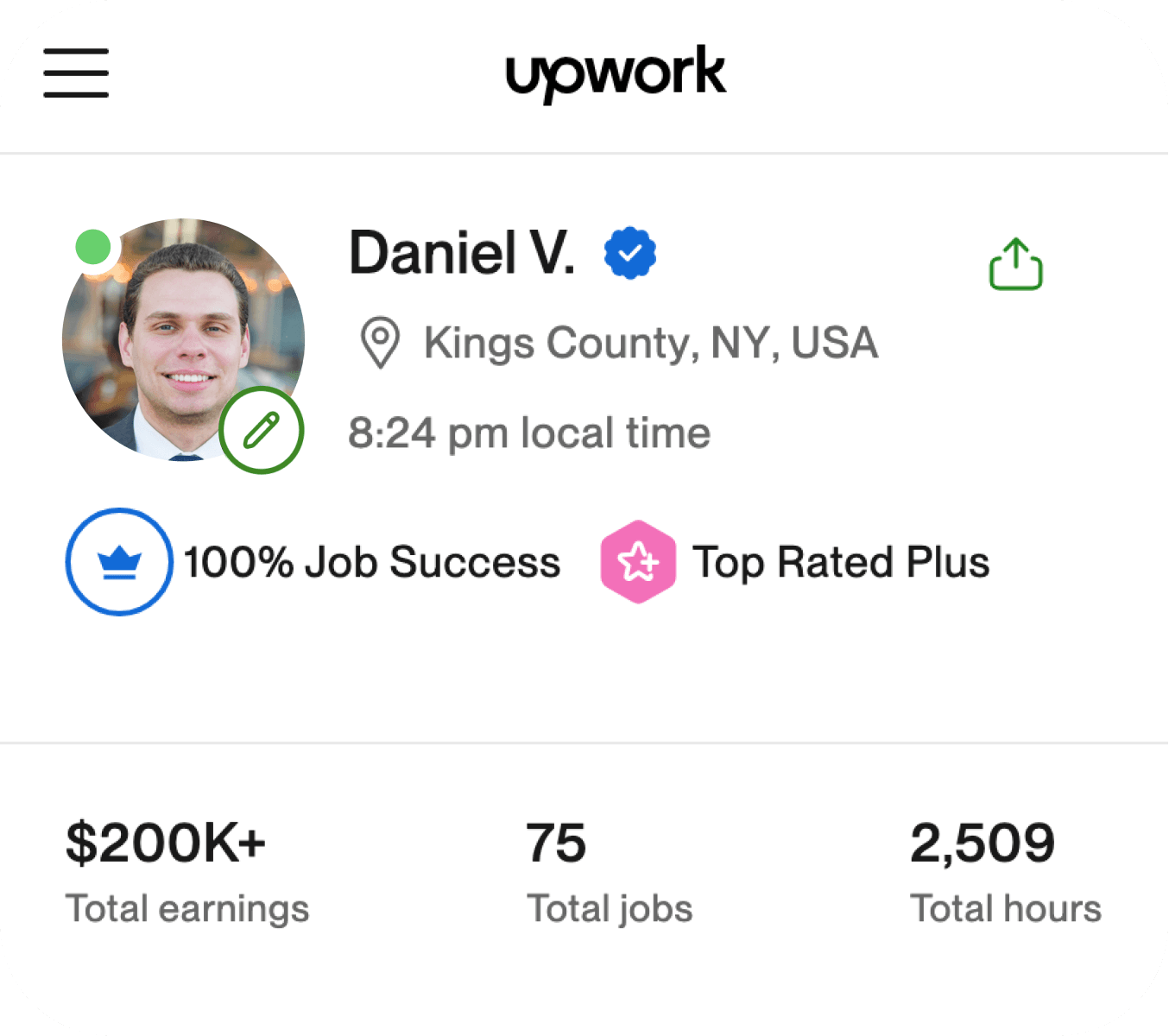 Upwork Profile Mobile