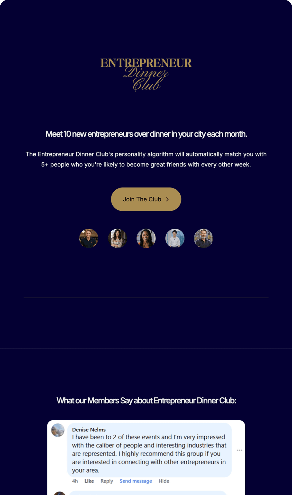 Entrepreneur Dinner Club mobile screenshot