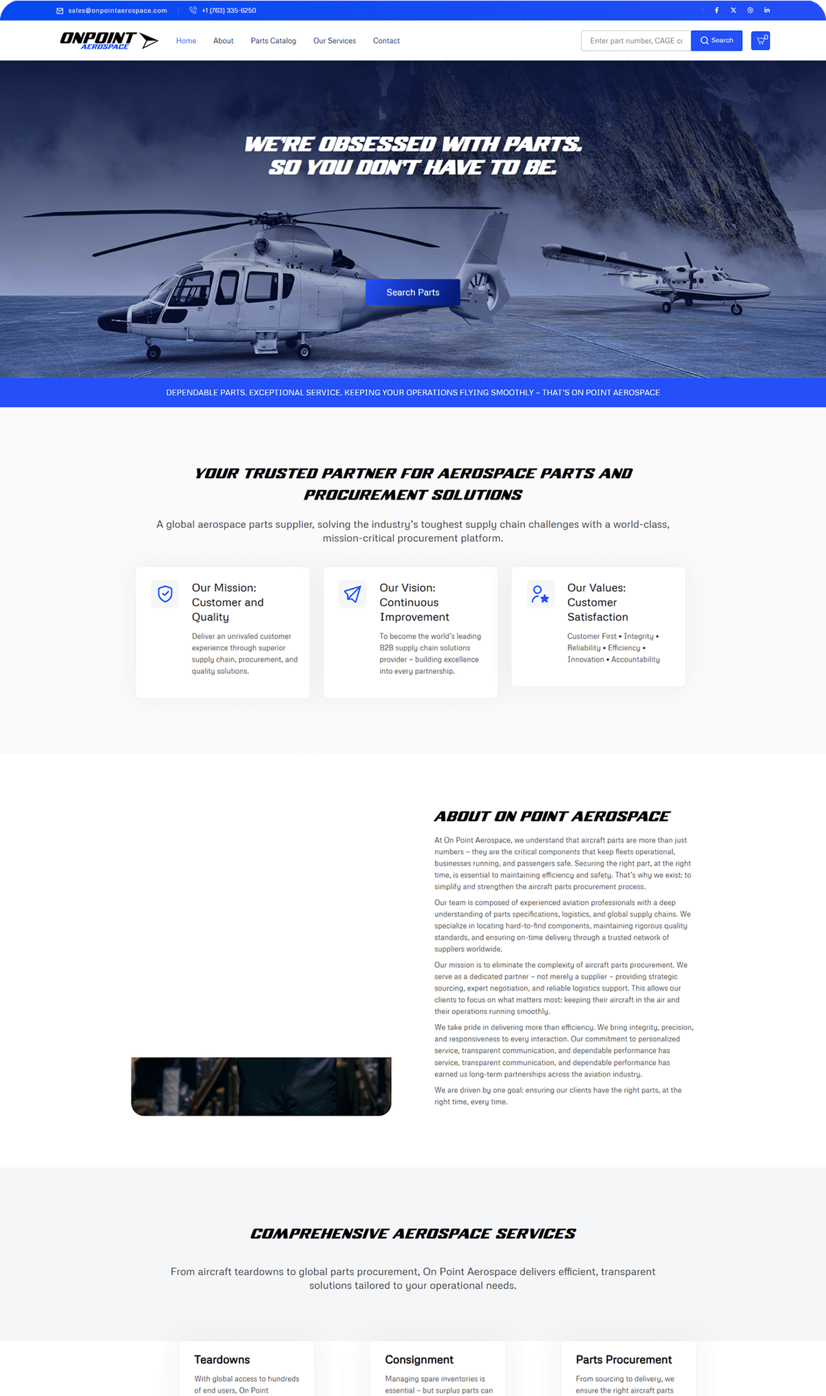 OnPoint Aerospace mobile screenshot